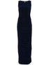 Norma Kamali Long Navy Blue Ruched Stretch-Jersey Bodycon Dress Blue