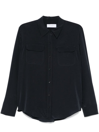 Equipment Signature Slim-Fit Silk Shirt Blue