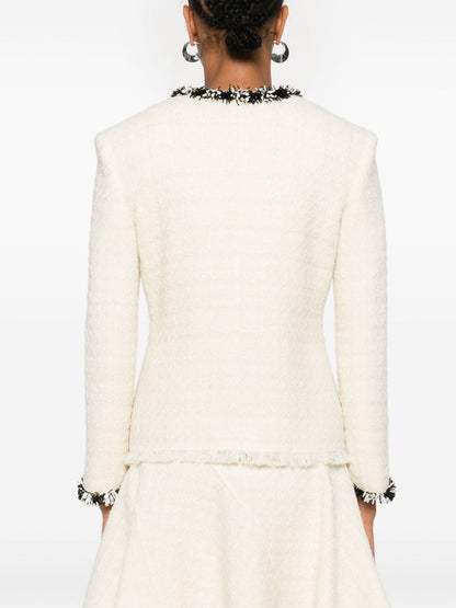 Givenchy Embroidered Wool Tweed Jacket Beige