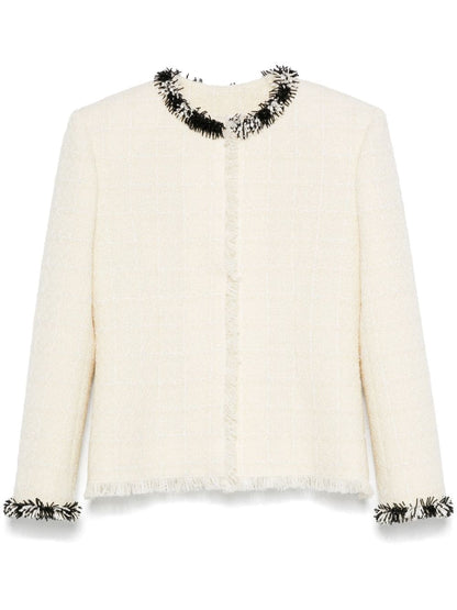 Givenchy Embroidered Wool Tweed Jacket Beige