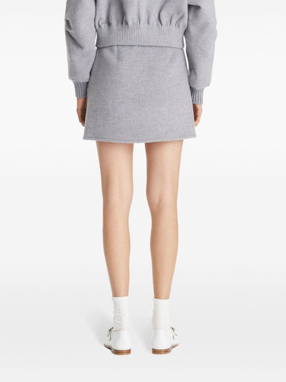 Tory Burch Grey Wool Mélange Faux Wrap Mini Skirt Grey