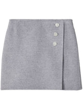 Tory Burch Grey Wool Mélange Faux Wrap Mini Skirt Grey
