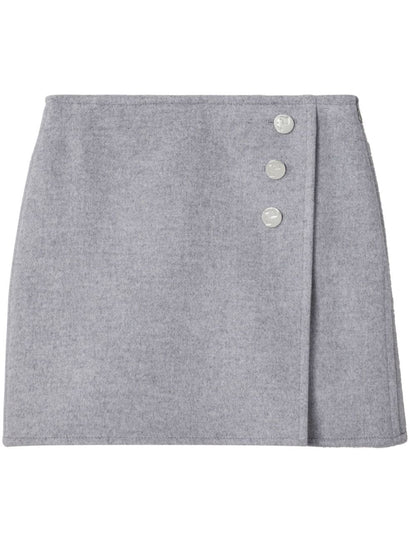 Tory Burch Grey Wool Mélange Faux Wrap Mini Skirt Grey
