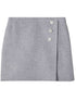 Tory Burch Grey Wool Mélange Faux Wrap Mini Skirt Grey
