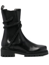 René Caovilla Cleo Biker Wraparound Leather Boots Black