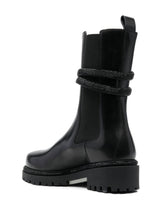 René Caovilla Cleo Biker Wraparound Leather Boots Black