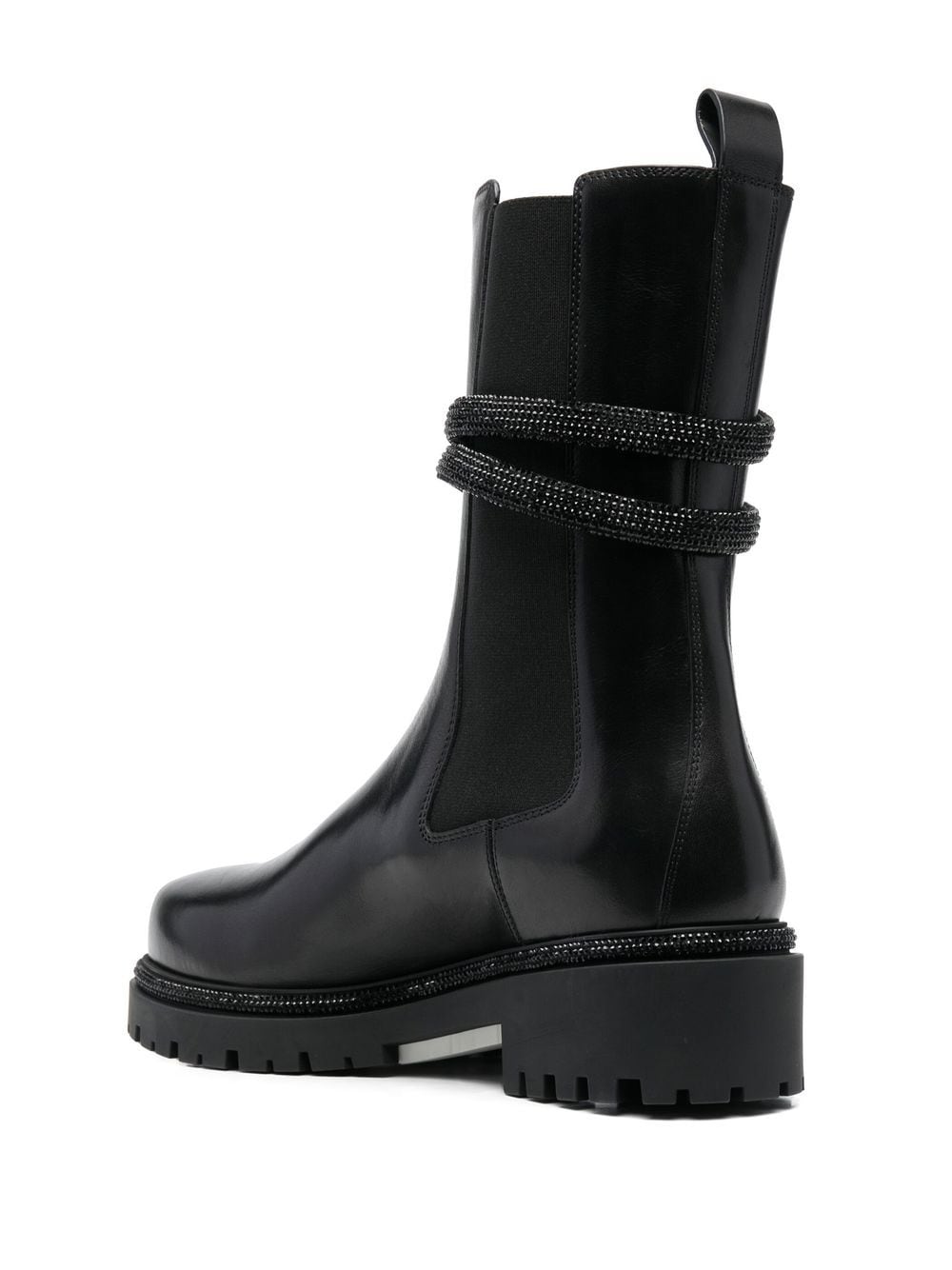 René Caovilla Cleo Biker Wraparound Leather Boots Black