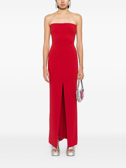 Solace London Strapless Stretch Maxi Dress Red