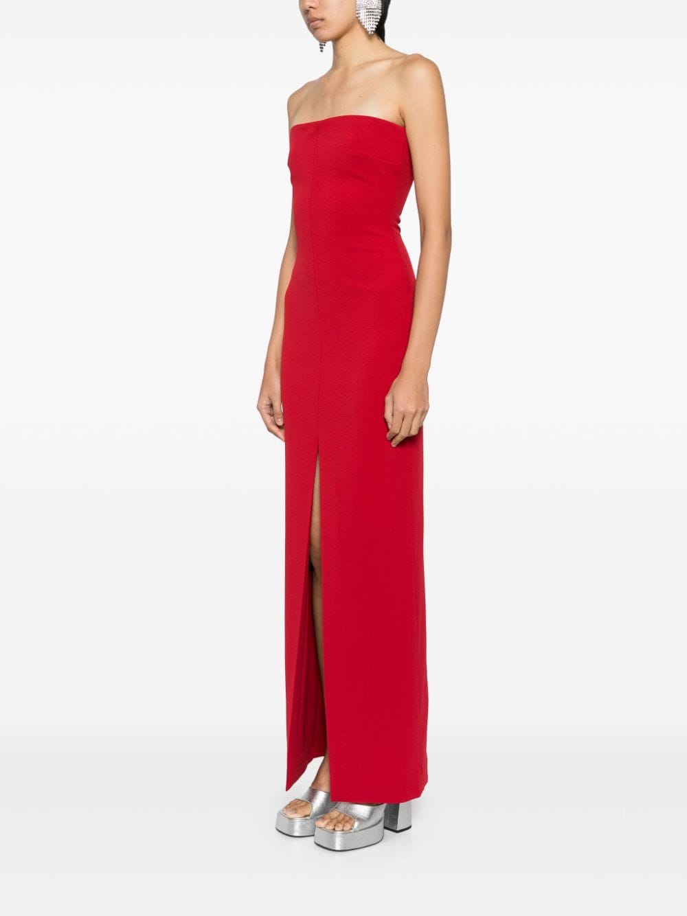 Solace London Strapless Stretch Maxi Dress Red