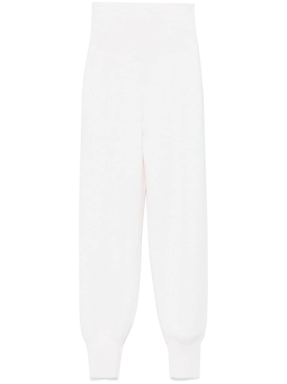 Chloè High-Waisted Knitted Wool Tapered Trousers White White