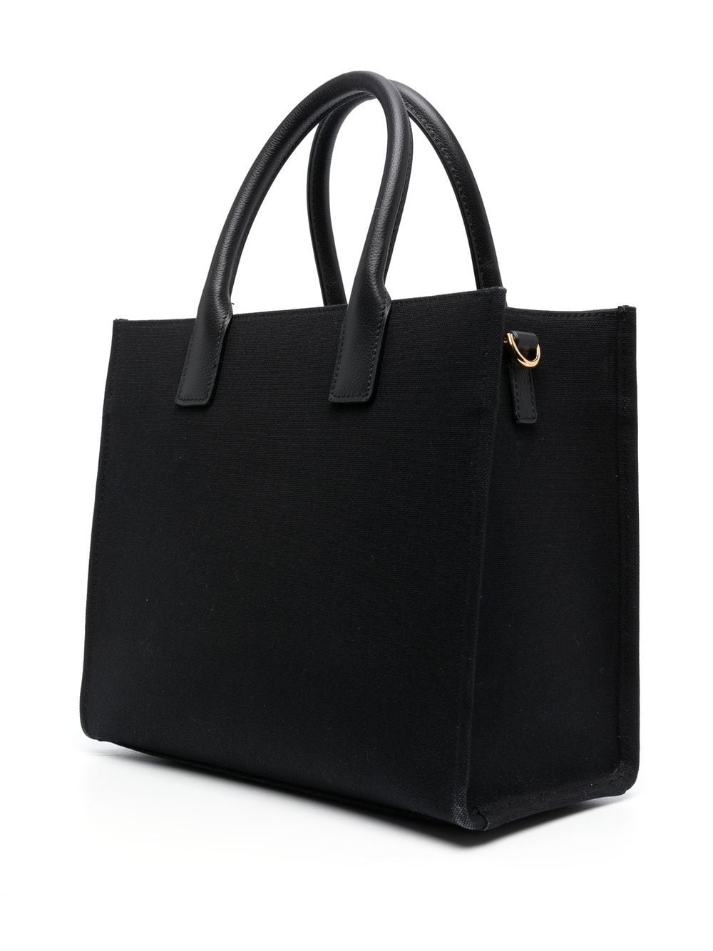 Versace Small La Medusa Canvas and Leather Shopper Bag Black