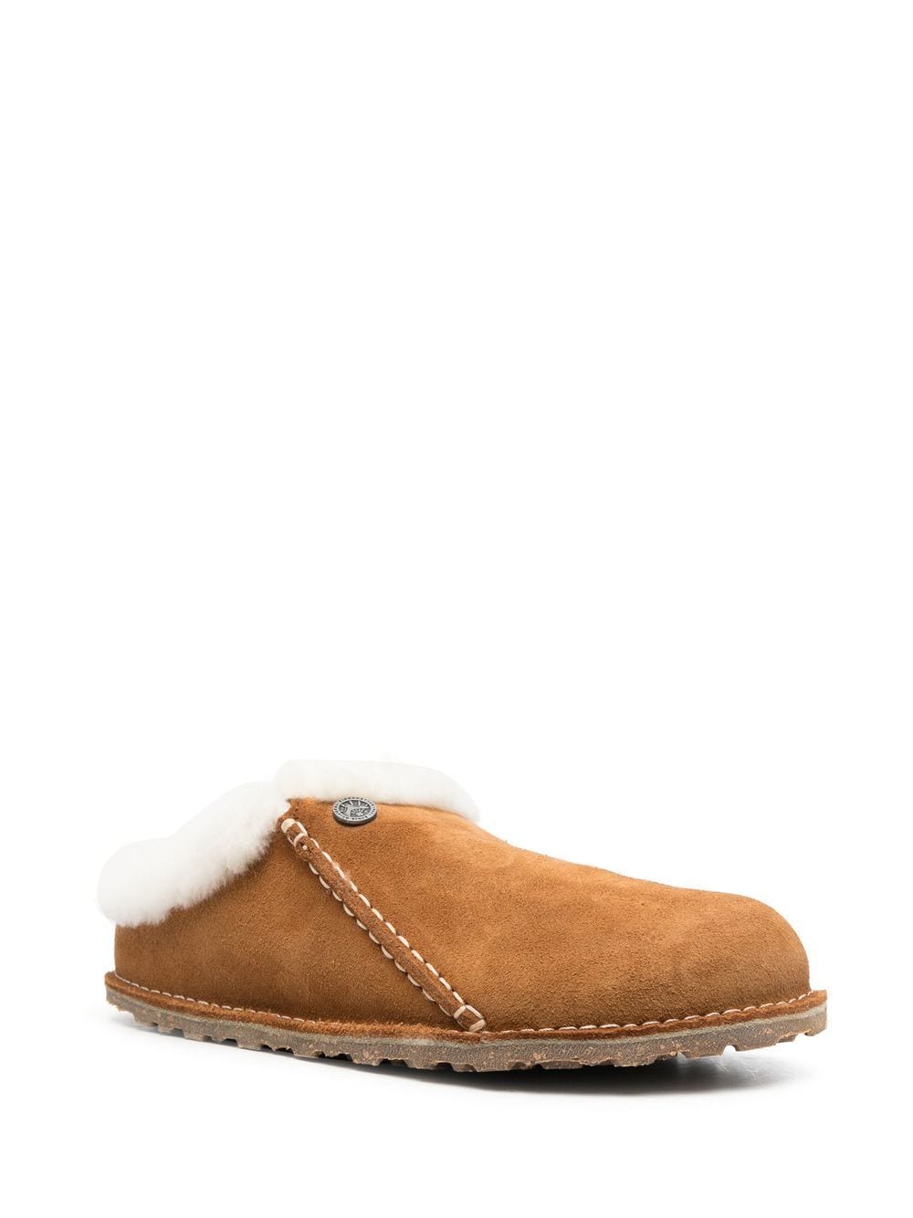 Birkenstock Zermatt Shearling-Lined Suede Slippers Leather Brown