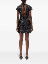 Ganni Velvet Sequin Embellished Mini Dress Black