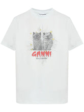 GANNI Logo-Print T-shirts Clear Blue