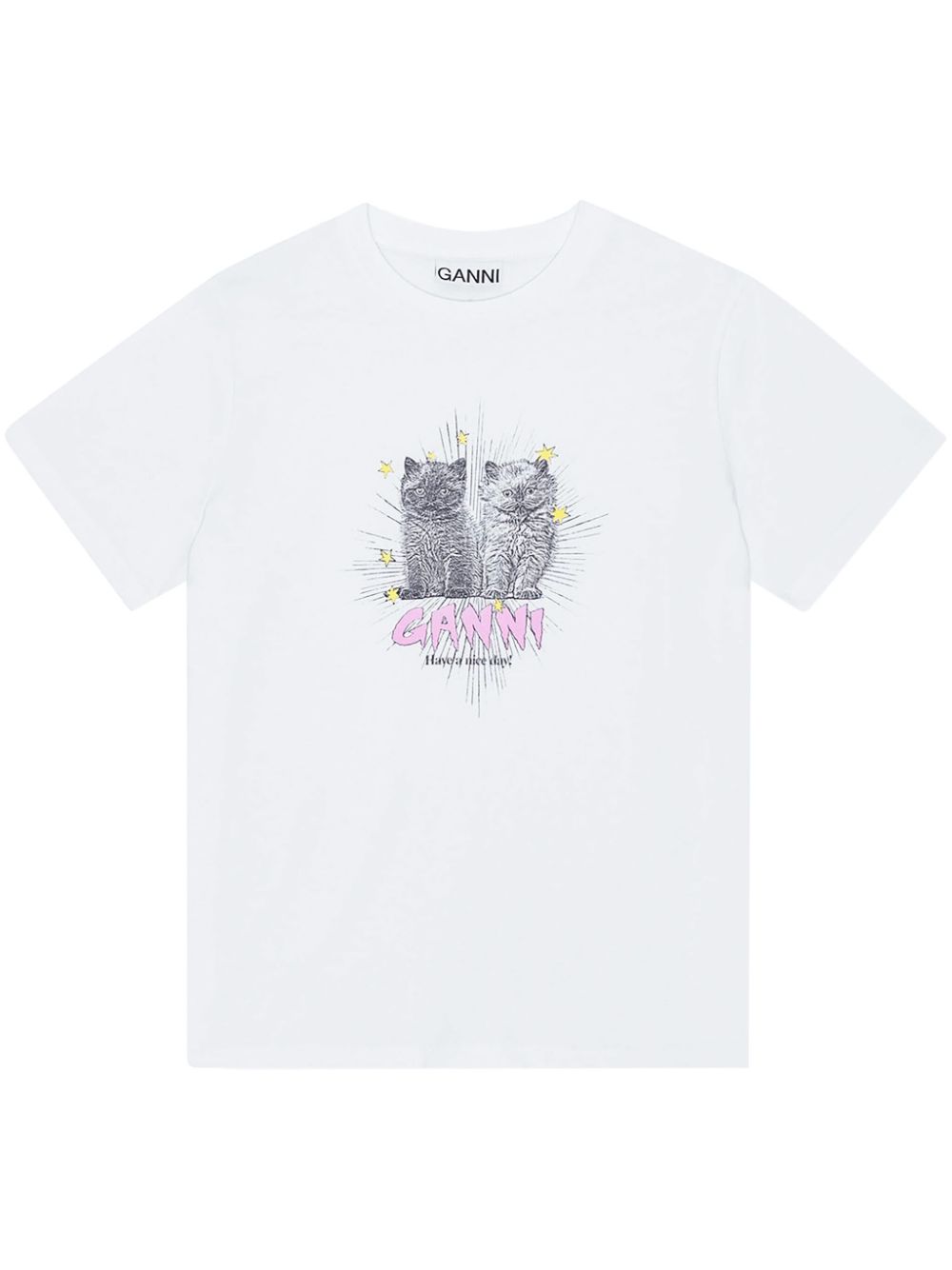 GANNI Logo print T-shirts White