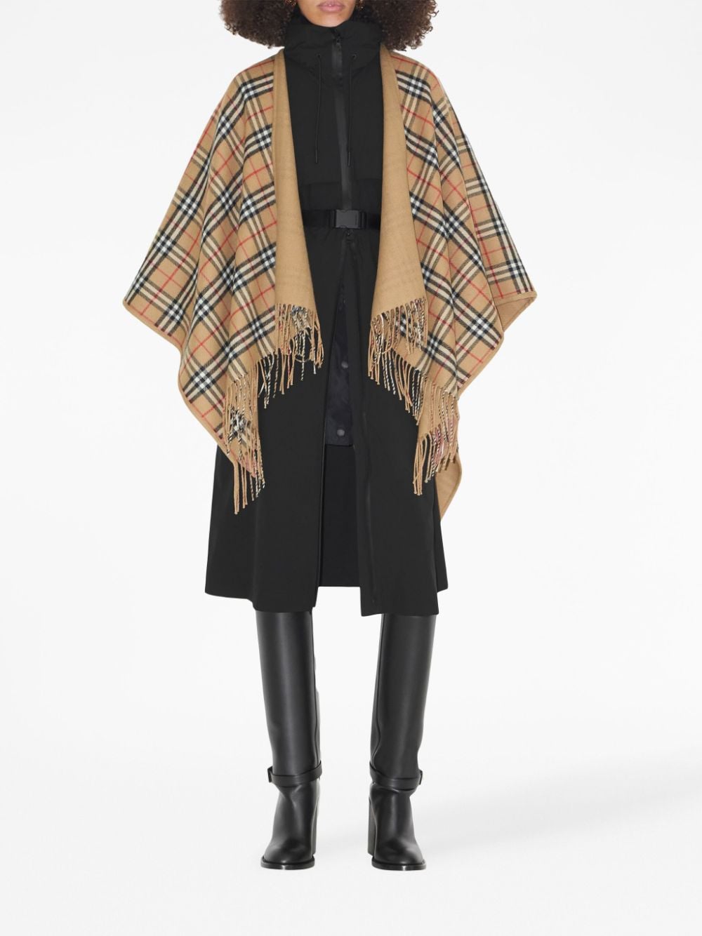 Burberry Vintage Check Wool Reversible Cape Beige