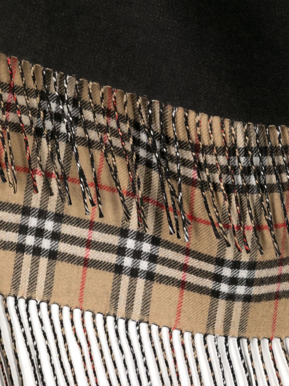 Burberry frange Wool Reversible Cape Black