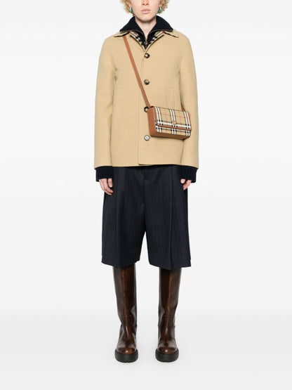 Burberry Hampshire Check Flap Crossbody Bag Beige