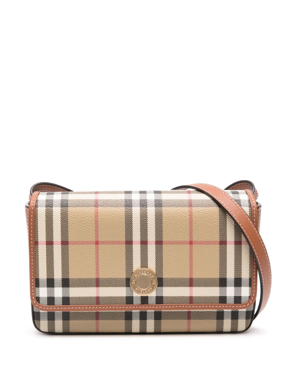 Burberry Hampshire Check Flap Crossbody Bag Beige