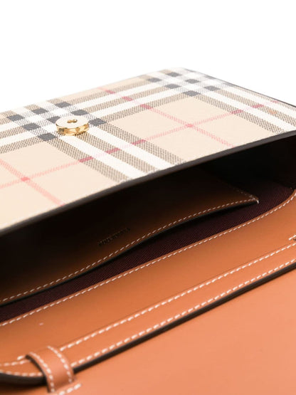 Burberry Hampshire Check Flap Crossbody Bag Beige