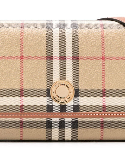Burberry Hampshire Check Flap Crossbody Bag Beige