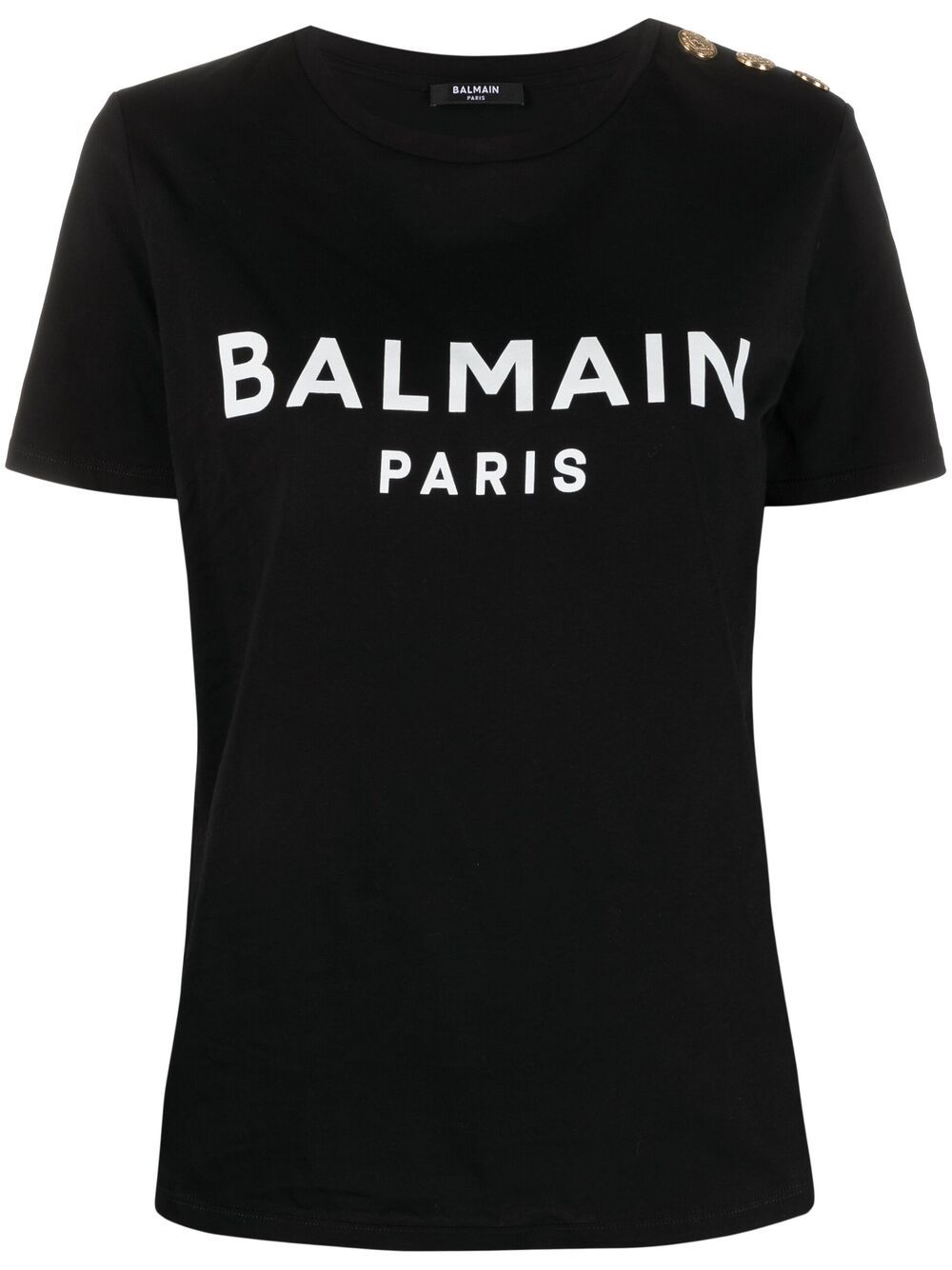 Balmain black cotton logo print T-shirt