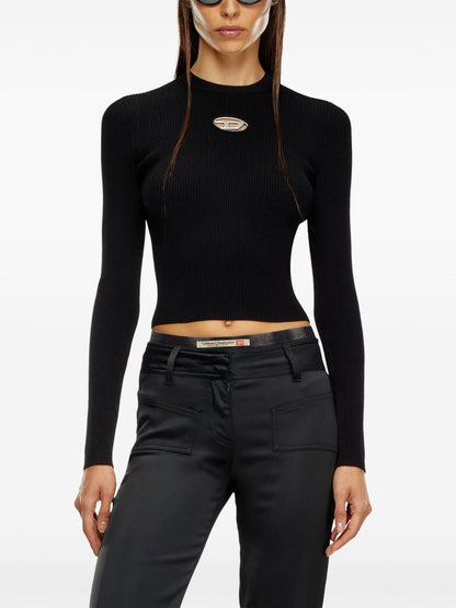 Diesel EcoVero Cropped Cut-Out Knit Top Black black