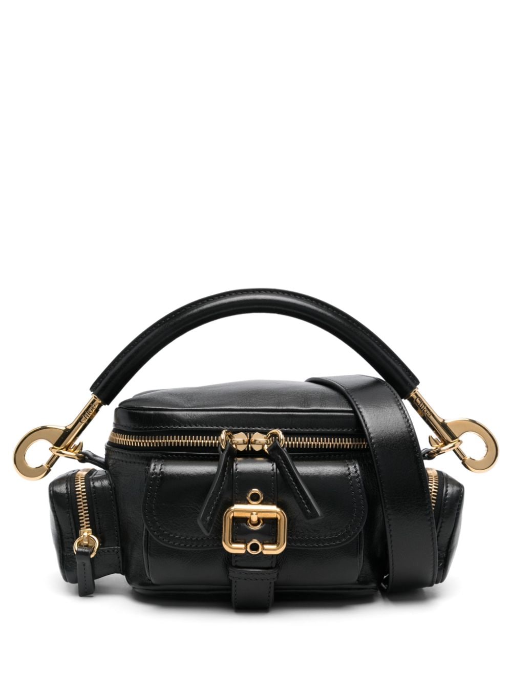 Chloè Small Pebbled Leather Camera Tote Bag Black
