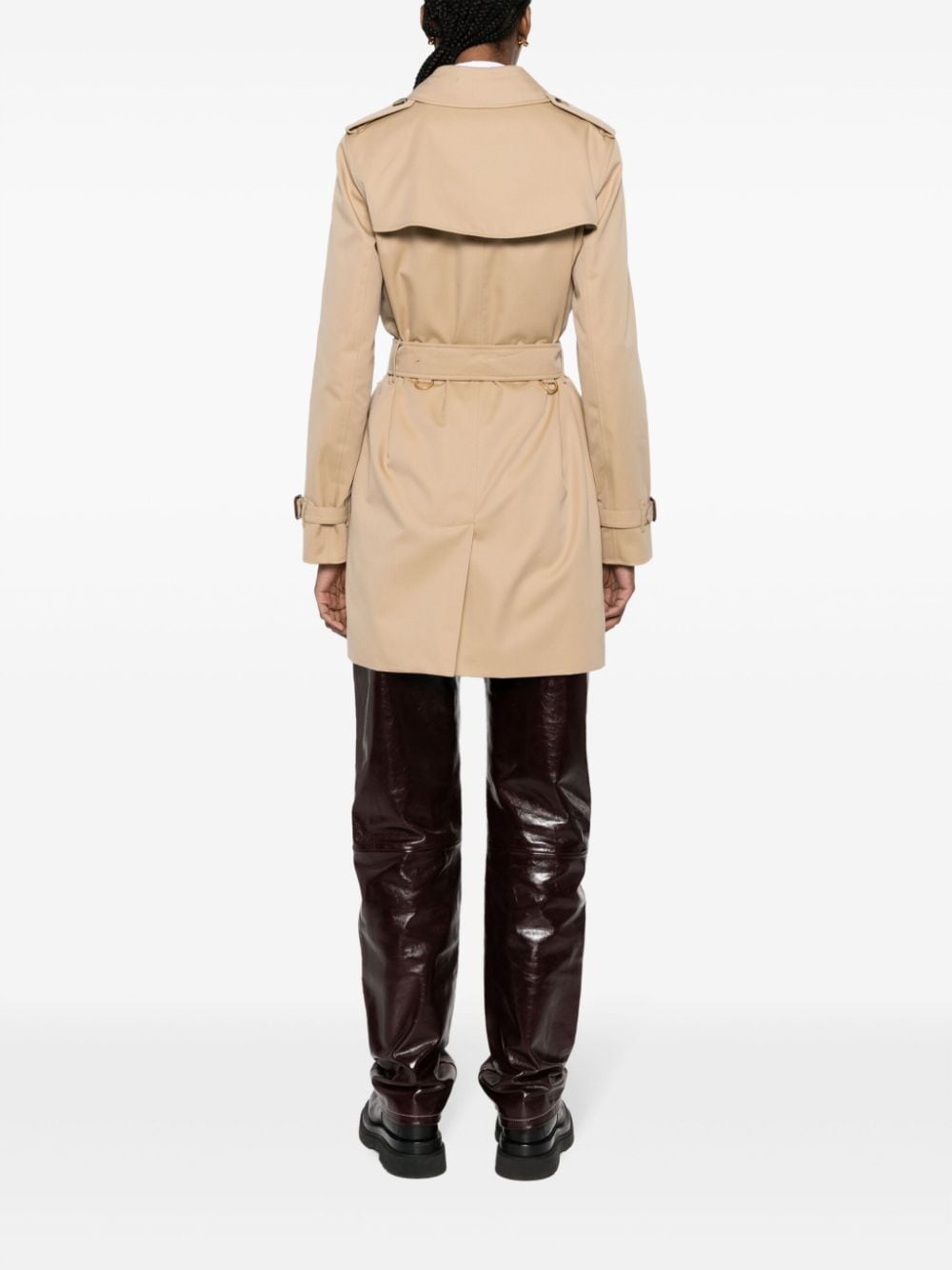 Burberry Short Kensington Heritage Cotton Trench Coat Beige