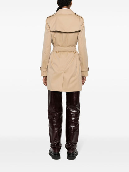 Burberry Short Kensington Heritage Cotton Trench Coat Beige