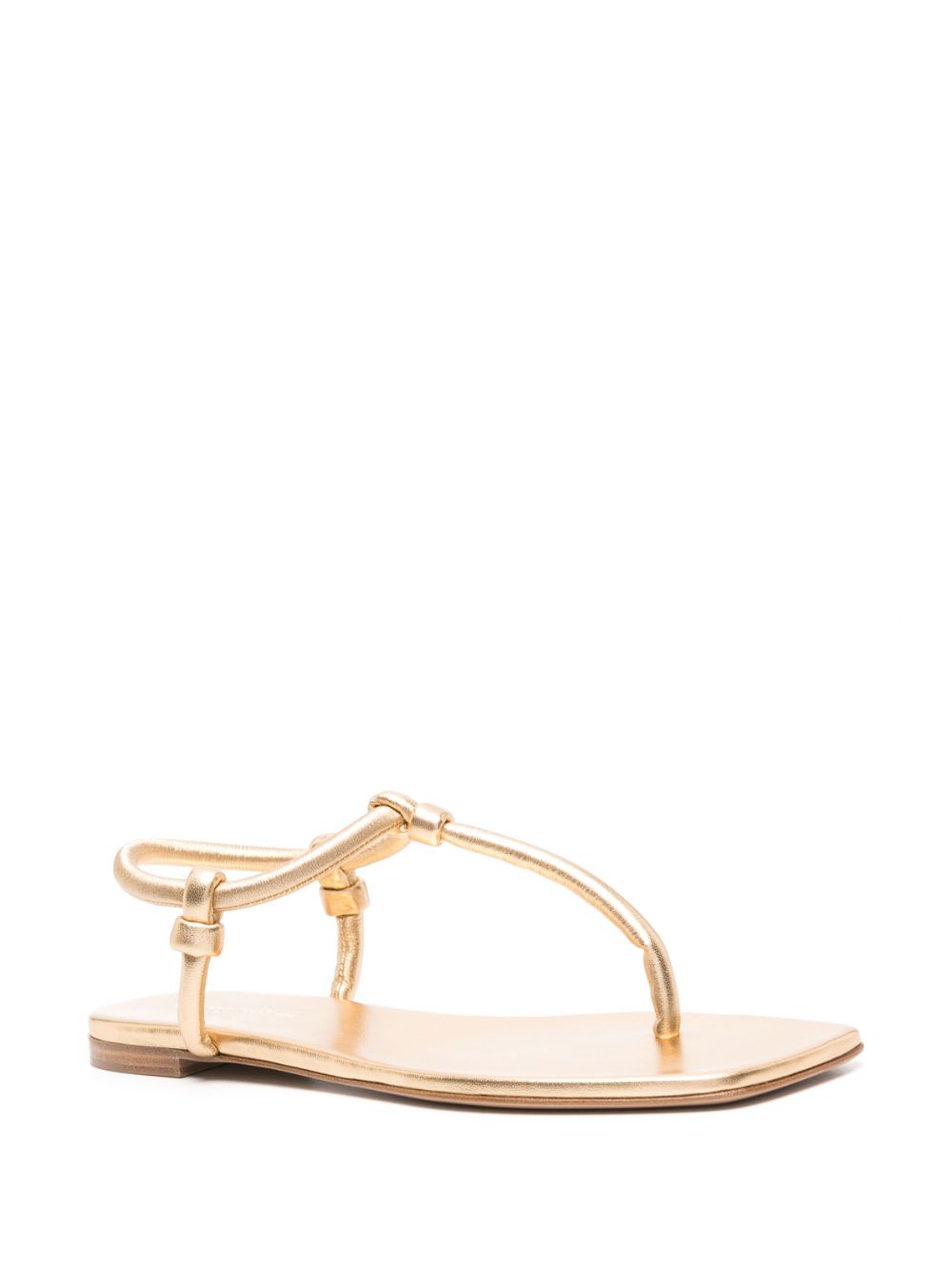 Gianvito Rossi Juno Gold Nappa Leather Thong Sandals Golden
