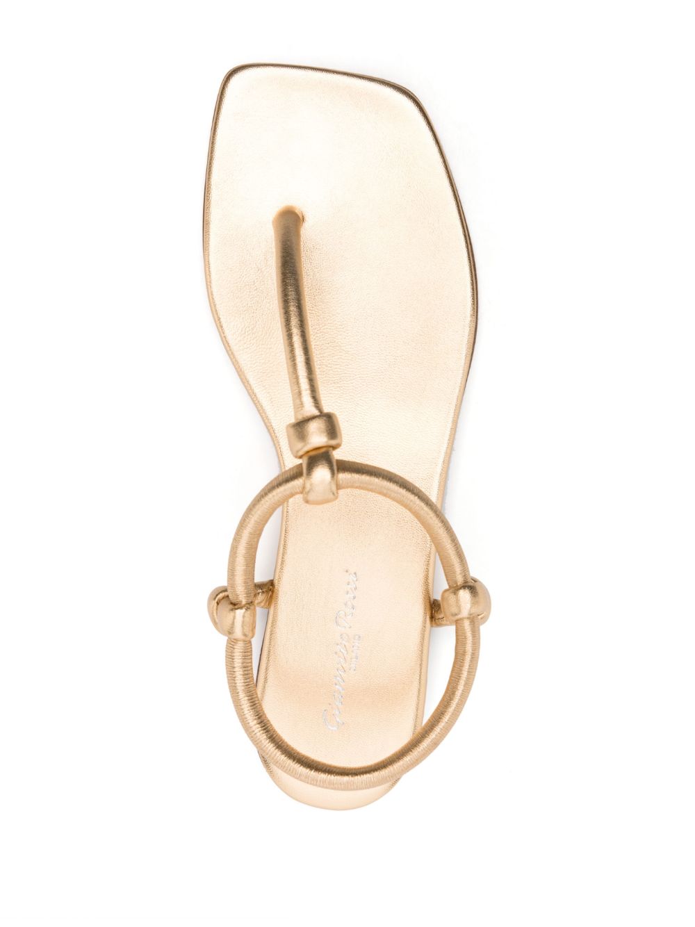 Gianvito Rossi Juno Gold Nappa Leather Thong Sandals Golden
