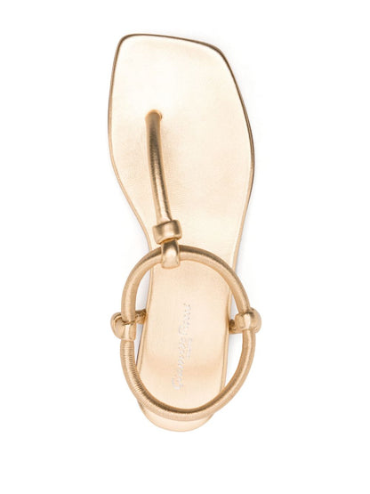 Gianvito Rossi Juno Gold Nappa Leather Thong Sandals Golden