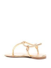 Gianvito Rossi Juno Gold Nappa Leather Thong Sandals Golden