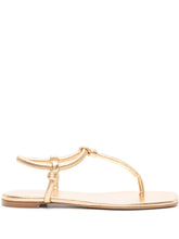 Gianvito Rossi Juno Gold Nappa Leather Thong Sandals Golden
