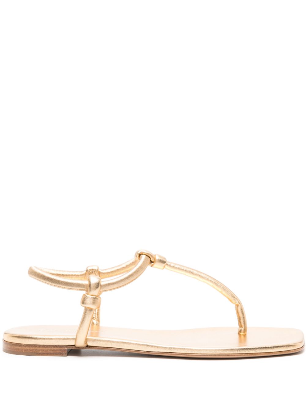 Gianvito Rossi Juno Gold Nappa Leather Thong Sandals Golden