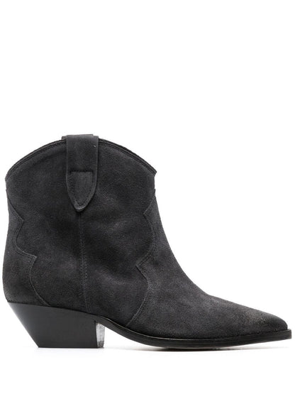 Isabel Marant Dewina Suede Pointed-Toe Ankle Boots Black