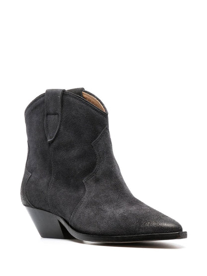 Isabel Marant Dewina Suede Pointed-Toe Ankle Boots Black