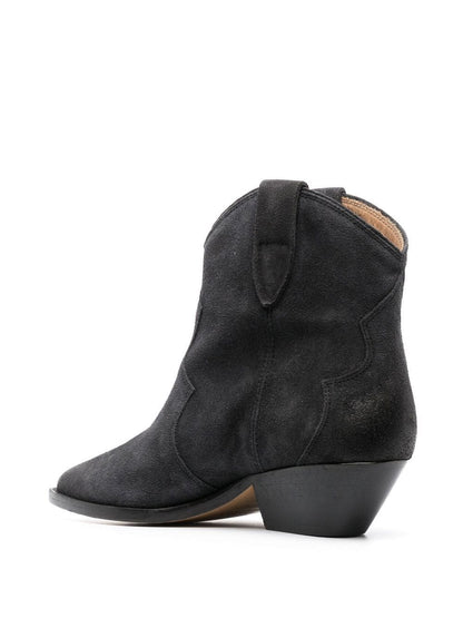 Isabel Marant Dewina Suede Pointed-Toe Ankle Boots Black