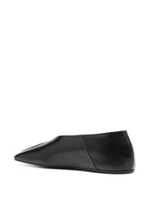 Jil Sander Square-Toe V-Cut Leather Ballet Flats Black