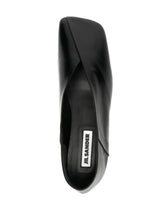 Jil Sander Square-Toe V-Cut Leather Ballet Flats Black