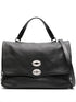 Zanellato Postina Daily Medium Grained Leather Handbag Black