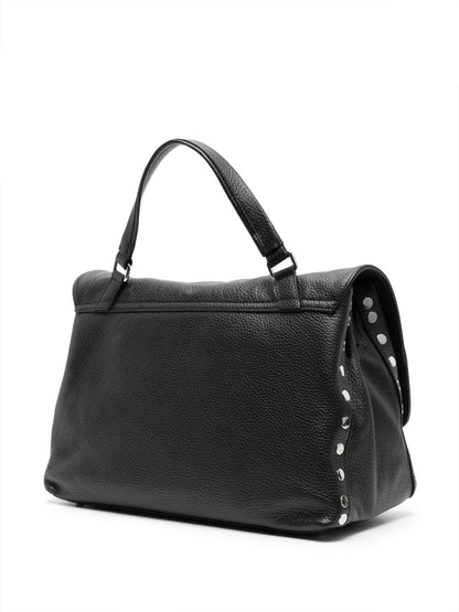 Zanellato Postina Daily Medium Grained Leather Handbag Black