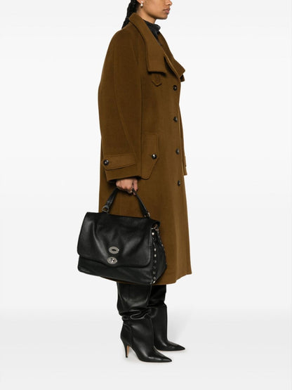 Zanellato Postina Daily Medium Grained Leather Handbag Black