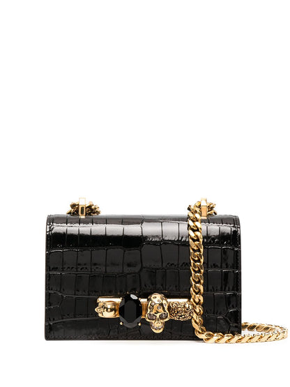 Alexander McQueen Mini Jewelled Shoulder Bag Black