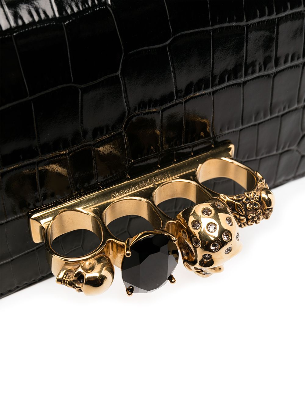 Alexander McQueen Mini Jewelled Shoulder Bag Black