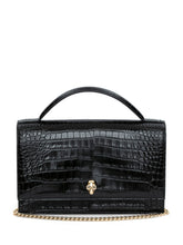 Alexander McQueen Skull Crocodile-Embossed Shoulder Bags Black