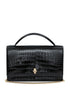 Alexander McQueen Skull Crocodile-Embossed Shoulder Bags Black