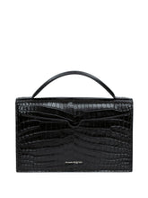 Alexander McQueen Skull Crocodile-Embossed Shoulder Bags Black