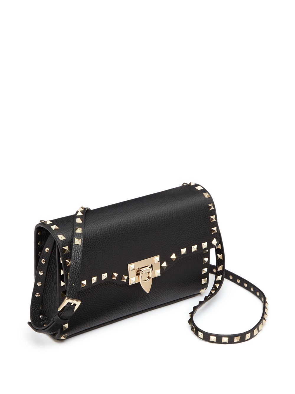 Valentino Garavani Rockstud Small Black Leather Shoulder Bag Black